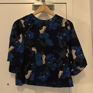 Aritzia Wilfred Top with Blue Floral Pattern (Size S)